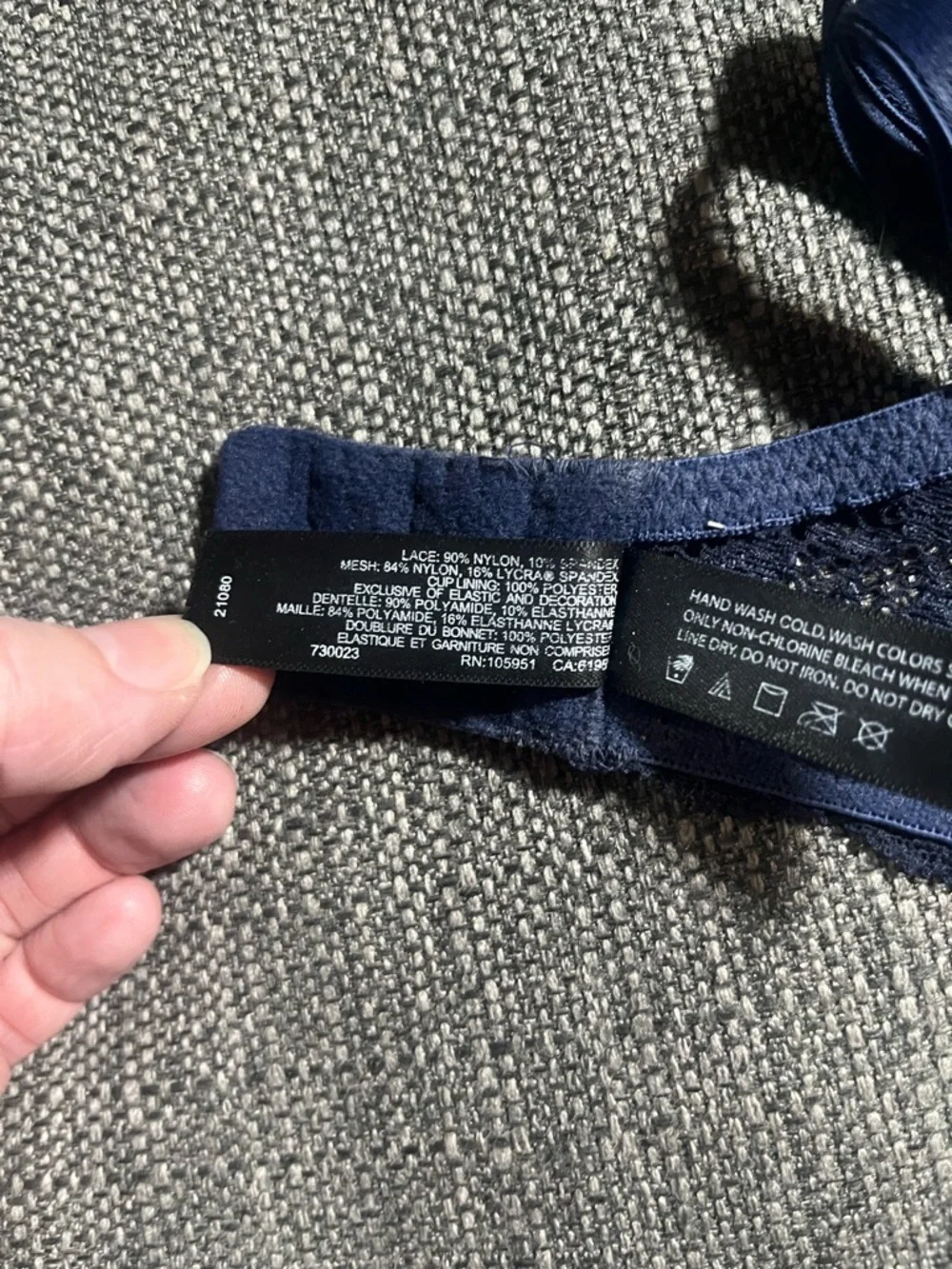 Natori Feather Tshirt Bra Navy Lace Trim Underwire Bra - Women Intimates - Picture 12 of 12